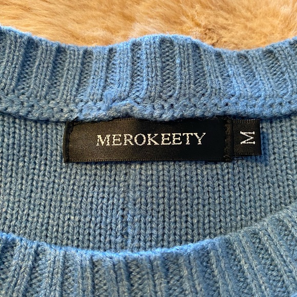 MEROKEETY Women's Casual Crew Neck Side Split Pullover sweater medium - Picture 10 of 12